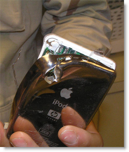 Salvar al soldado Garrad. Su iPod le salvó la vida