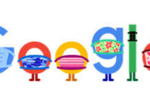 Google recomienda en su logo el uso de mascarilla contra el coronavirus Logo Google usar mascarilla coronavirus